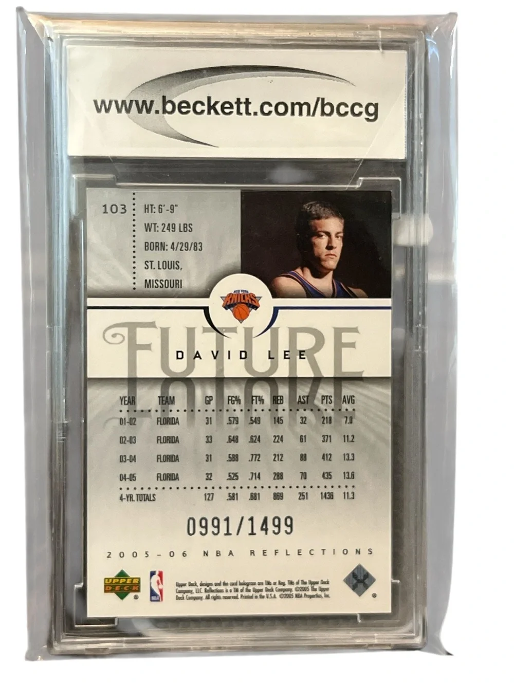 2005-06 Upper Deck Reflections David Lee Rookie Card PSA 10 (KNICKS) #991/1499